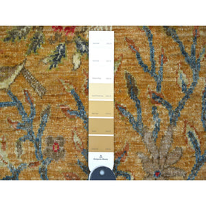 2'x3' Copper Brown, Afghan Peshawar With Colorful Birds Of Paradise Design, Soft And Vibrant Wool, Hand Knotted, Vegetable Dyes, Mat, Sample, Oriental Rug FWR126390