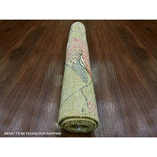 Load image into Gallery viewer, 2&#39;2&quot;x3&#39; Olive Green, Sparrows On The Tree, Peshawar, Densely Woven, High Mountain Wool, Hand Knotted, Soft To The Touch, Sample, Mat, Oriental Rug FWR126396