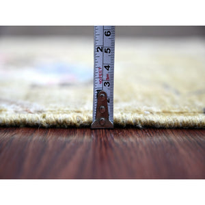 2'2"x3' Olive Green, Sparrows On The Tree, Peshawar, Densely Woven, High Mountain Wool, Hand Knotted, Soft To The Touch, Sample, Mat, Oriental Rug FWR126396