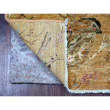 Load image into Gallery viewer, 2&#39;x3&#39; Golden Brown, Hand Knotted, Sparrows On The Tree, Peshawar, Densely Woven, High Mountain Wool, Soft To The Touch, Mat, Sample, Oriental Rug FWR126408