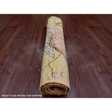 Load image into Gallery viewer, 2&#39;x3&#39; Golden Brown, Hand Knotted, Sparrows On The Tree, Peshawar, Densely Woven, High Mountain Wool, Soft To The Touch, Mat, Sample, Oriental Rug FWR126408