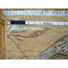 Load image into Gallery viewer, 2&#39;x3&#39; Golden Brown, Hand Knotted, Sparrows On The Tree, Peshawar, Densely Woven, High Mountain Wool, Soft To The Touch, Mat, Sample, Oriental Rug FWR126408