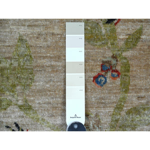 2'x3' Beige, Sparrows On The Tree, Peshawar, Densely Woven, Hand Knotted, High Mountain Wool, Soft To The Touch, Mat, Sample, Oriental Rug FWR126414
