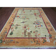 Load image into Gallery viewer, 8&#39;10&quot;x11&#39;7&quot; Laurel Green, Pure Wool, Chinese Art Deco Inspired Peshawar, Natural Dyes, Hand Knotted, Oriental Rug FWR126438