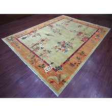 Load image into Gallery viewer, 8&#39;10&quot;x11&#39;7&quot; Laurel Green, Pure Wool, Chinese Art Deco Inspired Peshawar, Natural Dyes, Hand Knotted, Oriental Rug FWR126438