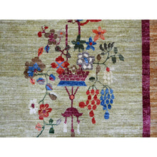 Load image into Gallery viewer, 8&#39;10&quot;x11&#39;7&quot; Laurel Green, Pure Wool, Chinese Art Deco Inspired Peshawar, Natural Dyes, Hand Knotted, Oriental Rug FWR126438