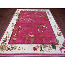 Load image into Gallery viewer, 8&#39;2&quot;x9&#39;9&quot; Fuscia Pink, Chinese Art Deco Inspired Peshawar, Pure Wool, Vegetable Dyes, Hand Knotted, Oriental Rug FWR126450