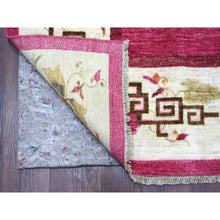 Load image into Gallery viewer, 8&#39;2&quot;x9&#39;9&quot; Fuscia Pink, Chinese Art Deco Inspired Peshawar, Pure Wool, Vegetable Dyes, Hand Knotted, Oriental Rug FWR126450