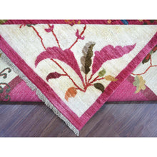 Load image into Gallery viewer, 8&#39;2&quot;x9&#39;9&quot; Fuscia Pink, Chinese Art Deco Inspired Peshawar, Pure Wool, Vegetable Dyes, Hand Knotted, Oriental Rug FWR126450