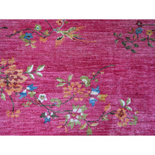 Load image into Gallery viewer, 8&#39;2&quot;x9&#39;9&quot; Fuscia Pink, Chinese Art Deco Inspired Peshawar, Pure Wool, Vegetable Dyes, Hand Knotted, Oriental Rug FWR126450