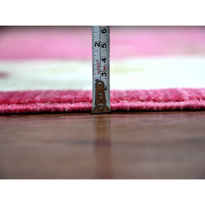 8'2"x9'9" Fuscia Pink, Chinese Art Deco Inspired Peshawar, Pure Wool, Vegetable Dyes, Hand Knotted, Oriental Rug FWR126450