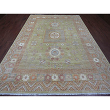 Load image into Gallery viewer, 8&#39;8&quot;x11&#39;9&quot; Olive Green, Peshawar With Khotan Design, Natural Dyes, Pure Wool, Hand Knotted, Oriental Rug FWR126462