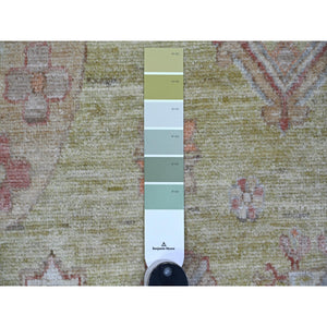 8'8"x11'9" Olive Green, Peshawar With Khotan Design, Natural Dyes, Pure Wool, Hand Knotted, Oriental Rug FWR126462