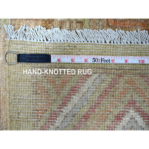 8'8"x11'9" Olive Green, Peshawar With Khotan Design, Natural Dyes, Pure Wool, Hand Knotted, Oriental Rug FWR126462