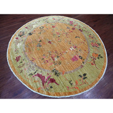 Load image into Gallery viewer, 8&#39;x8&#39; Tawny Brown, Pure Wool, Chinese Art Deco Inspired Peshawar, Natural Dyes, Hand Knotted, Round, Oriental Rug FWR126468