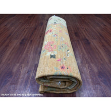Load image into Gallery viewer, 8&#39;x8&#39; Tawny Brown, Pure Wool, Chinese Art Deco Inspired Peshawar, Natural Dyes, Hand Knotted, Round, Oriental Rug FWR126468