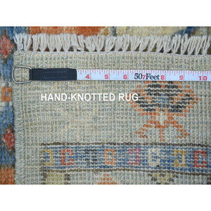 2'10"x11'8" Spanish Gray, Hand Knotted, Anatolian Village Inspired Design, Geometric Medallions, Pure Wool, Vegetable Dyes, Runner, Oriental Rug FWR126474