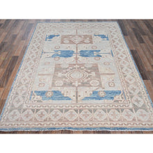 Load image into Gallery viewer, 5&#39;x6&#39;9&quot; Misty Gray, Turkish Knot, Zero Pile, Sheared Low, Anatolian Village Design, Hand Knotted, 100% Wool, Oriental Rug FWR12642