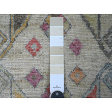 Load image into Gallery viewer, 2&#39;8&quot;x7&#39;8&quot; Oyster White, Hand Knotted, Anatolian Village Inspired Design, Geometric Medallions, Pure Wool, Vegetable Dyes, Runner, Oriental Rug FWR126486