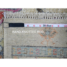Load image into Gallery viewer, 2&#39;8&quot;x7&#39;8&quot; Oyster White, Hand Knotted, Anatolian Village Inspired Design, Geometric Medallions, Pure Wool, Vegetable Dyes, Runner, Oriental Rug FWR126486