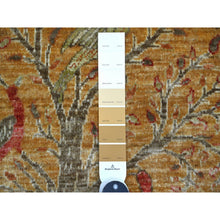 Load image into Gallery viewer, 2&#39;x3&#39; Golden Brown, Afghan Peshawar With Colorful Birds Of Paradise Design, Soft Wool, Hand Knotted, Vegetable Dyes, Sample, Mat, Oriental Rug FWR126504