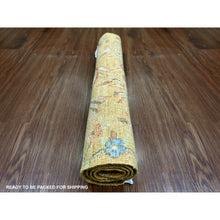 Load image into Gallery viewer, 2&#39;x3&#39; Golden Brown, Afghan Peshawar With Colorful Birds Of Paradise Design, Soft Wool, Hand Knotted, Vegetable Dyes, Sample, Mat, Oriental Rug FWR126504
