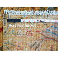 Load image into Gallery viewer, 2&#39;x3&#39; Golden Brown, Afghan Peshawar With Colorful Birds Of Paradise Design, Soft Wool, Hand Knotted, Vegetable Dyes, Sample, Mat, Oriental Rug FWR126504