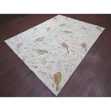Load image into Gallery viewer, 7&#39;9&quot;x9&#39;8&quot; Oyster White, Sparrows On The Tree, Peshawar, Densely Woven, High Mountain Wool, Hand Knotted, Soft To The Touch, Oriental Rug FWR126510