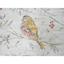 Load image into Gallery viewer, 7&#39;9&quot;x9&#39;8&quot; Oyster White, Sparrows On The Tree, Peshawar, Densely Woven, High Mountain Wool, Hand Knotted, Soft To The Touch, Oriental Rug FWR126510