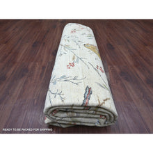 Load image into Gallery viewer, 7&#39;9&quot;x9&#39;8&quot; Oyster White, Sparrows On The Tree, Peshawar, Densely Woven, High Mountain Wool, Hand Knotted, Soft To The Touch, Oriental Rug FWR126510