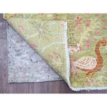 Load image into Gallery viewer, 6&#39;1&quot;x8&#39;8&quot; Swamp Green, Afghan Peshawar With Colorful Birds Of Paradise Design, Hand Knotted, Soft And Vibrant Wool, Natural Dyes, Oriental Rug FWR126516
