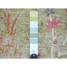 Load image into Gallery viewer, 6&#39;1&quot;x8&#39;8&quot; Swamp Green, Afghan Peshawar With Colorful Birds Of Paradise Design, Hand Knotted, Soft And Vibrant Wool, Natural Dyes, Oriental Rug FWR126516