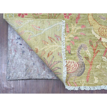 Load image into Gallery viewer, 5&#39;x7&#39; Lichen Green, Afghan Peshawar With Colorful Birds Of Paradise Design, Hand Knotted, Soft And Vibrant Wool, Natural Dyes, Oriental Rug FWR126522