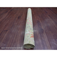 Load image into Gallery viewer, 5&#39;x7&#39; Lichen Green, Afghan Peshawar With Colorful Birds Of Paradise Design, Hand Knotted, Soft And Vibrant Wool, Natural Dyes, Oriental Rug FWR126522