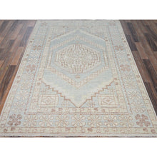 Load image into Gallery viewer, 4&#39;10&quot;x6&#39;10&quot; Beau Blue, Hand Knotted, Turkish Knot, Zero Pile, Sheared Low, Anatolian Village Design, Pure Wool, Oriental Rug FWR12648