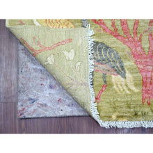 Load image into Gallery viewer, 2&#39;6&quot;x7&#39;8&quot; Olive Green, Afghan Peshawar With Colorful Birds Of Paradise Design, Hand Knotted, Soft And Vibrant Wool, Natural Dyes, Runner, Oriental Rug FWR126546