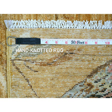 Load image into Gallery viewer, 2&#39;1&quot;x3&#39; Golden Brown, Sparrows On The Tree, Peshawar, High Mountain Wool, Hand Knotted, Soft To The Touch, Densely Woven, Sample, Mat, Oriental Rug FWR126552