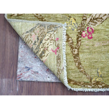 Load image into Gallery viewer, 2&#39;x3&#39; Olive Green, Sparrows On The Tree, Peshawar, Soft To The Touch, Densely Woven, High Mountain Wool, Hand Knotted, Mat, Sample, Oriental Rug FWR126558
