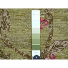 Load image into Gallery viewer, 2&#39;x3&#39; Olive Green, Sparrows On The Tree, Peshawar, Soft To The Touch, Densely Woven, High Mountain Wool, Hand Knotted, Mat, Sample, Oriental Rug FWR126558