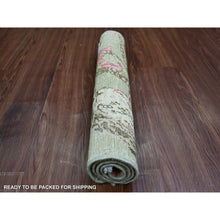 Load image into Gallery viewer, 2&#39;x3&#39; Olive Green, Sparrows On The Tree, Peshawar, Soft To The Touch, Densely Woven, High Mountain Wool, Hand Knotted, Mat, Sample, Oriental Rug FWR126558