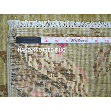 Load image into Gallery viewer, 2&#39;x3&#39; Olive Green, Sparrows On The Tree, Peshawar, Soft To The Touch, Densely Woven, High Mountain Wool, Hand Knotted, Mat, Sample, Oriental Rug FWR126558