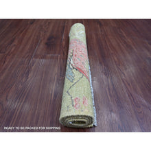 Load image into Gallery viewer, 2&#39;2&quot;x3&#39; Pickle Green, Sparrows On The Tree, Peshawar, Densely Woven, High Mountain Wool, Hand Knotted, Soft To The Touch, Mat, Sample Oriental Rug FWR126570