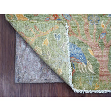 Load image into Gallery viewer, 2&#39;2&quot;x3&#39; Sage Green, Hand Knotted, Afghan Peshawar With Colorful Birds Of Paradise Design, Soft Wool, Natural Dyes, Mat, Sample, Oriental Rug FWR126576