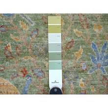 Load image into Gallery viewer, 2&#39;2&quot;x3&#39; Sage Green, Hand Knotted, Afghan Peshawar With Colorful Birds Of Paradise Design, Soft Wool, Natural Dyes, Mat, Sample, Oriental Rug FWR126576