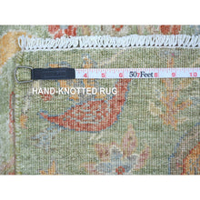 Load image into Gallery viewer, 2&#39;1&quot;x3&#39; Viridian Green, Hand Knotted, Afghan Peshawar With Colorful Birds Of Paradise Design, Natural Dyes, Pure Wool, Sample, Mat, Oriental Rug FWR126582