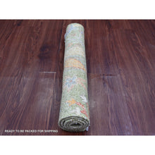 Load image into Gallery viewer, 2&#39;1&quot;x3&#39;1&quot; Olive Green, Afghan Peshawar With Colorful Birds Of Paradise Design, Hand Knotted, Natural Wool, Natural Dyes, Mat, Sample, Oriental Rug FWR126588