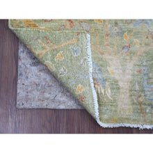 Load image into Gallery viewer, 2&#39;1&quot;x3&#39;2&quot; Swamp Green, Hand Knotted, Afghan Peshawar With Colorful Birds Of Paradise Design, Soft Wool, Natural Dyes, Mat, Sample, Oriental Rug FWR126594