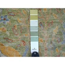 Load image into Gallery viewer, 2&#39;1&quot;x3&#39;2&quot; Swamp Green, Hand Knotted, Afghan Peshawar With Colorful Birds Of Paradise Design, Soft Wool, Natural Dyes, Mat, Sample, Oriental Rug FWR126594