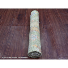 Load image into Gallery viewer, 2&#39;1&quot;x3&#39;2&quot; Swamp Green, Hand Knotted, Afghan Peshawar With Colorful Birds Of Paradise Design, Soft Wool, Natural Dyes, Mat, Sample, Oriental Rug FWR126594