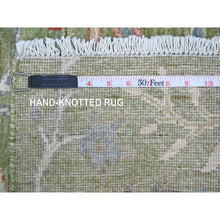 Load image into Gallery viewer, 2&#39;7&quot;x8&#39;1&quot; Pickle Green, Hand Knotted, Afghan Peshawar With Colorful Birds Of Paradise Design, Pure Wool, Natural Dyes, Runner, Oriental Rug FWR126600